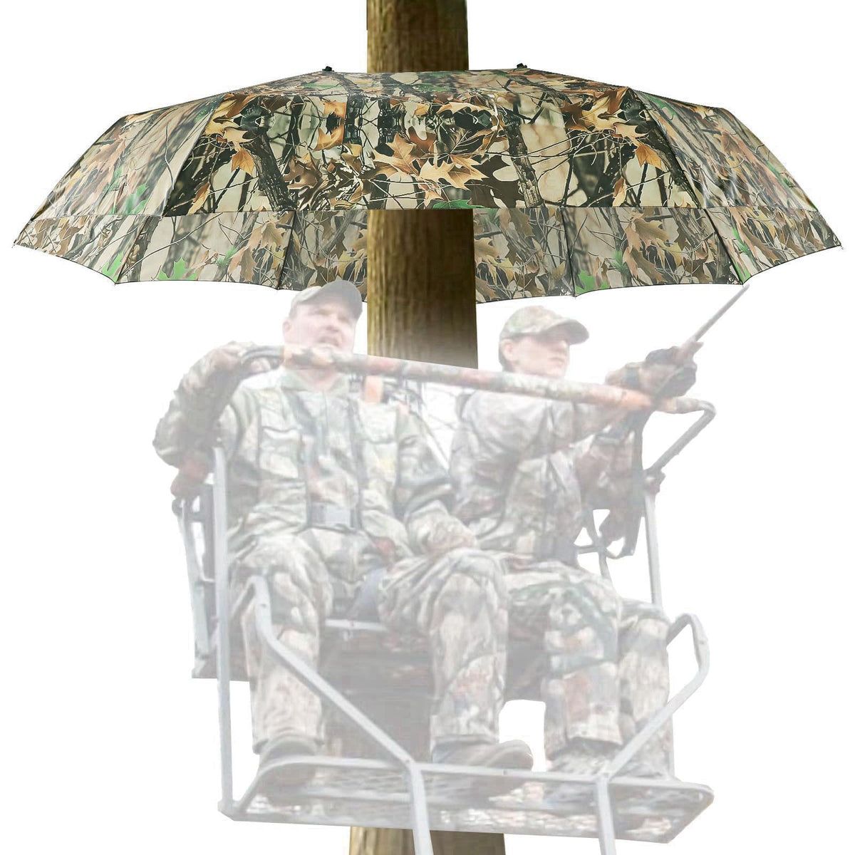 Kalkal 2 Man Tree Stand Umbrella with Heavy Duty Rod, 60" Wide Weather-Resistant Hunting Umbrella for Tree Stand Qui