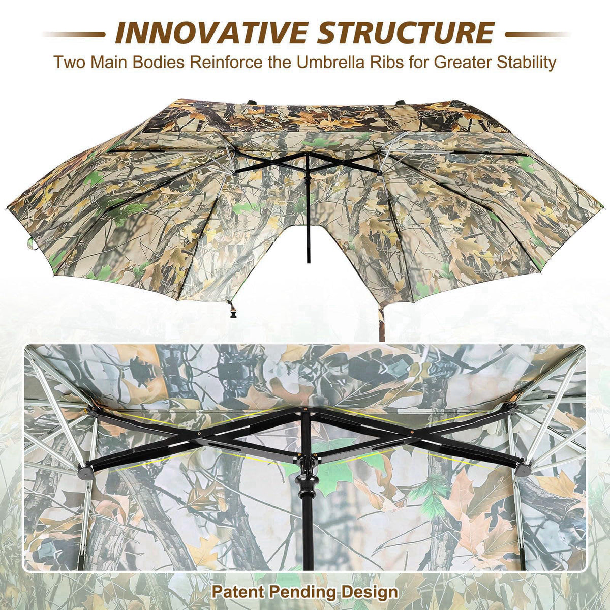 Kalkal 2 Man Tree Stand Umbrella with Heavy Duty Rod, 60" Wide Weather-Resistant Hunting Umbrella for Tree Stand Qui