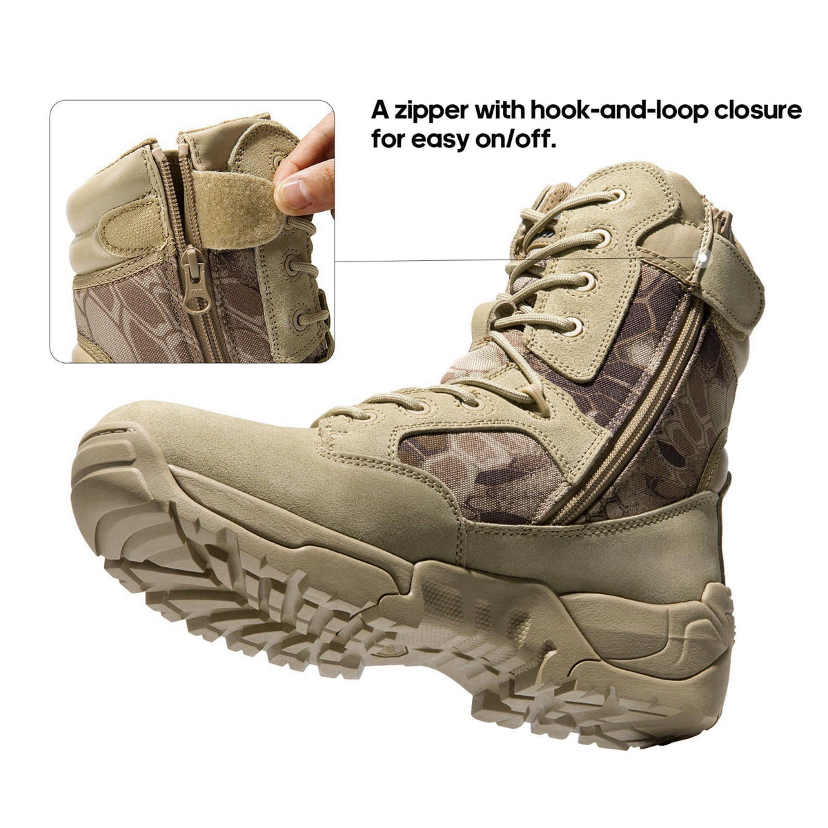 NORTIV 8 Men's Military Tactical Work Boots Hiking Side Zip – packaging and label