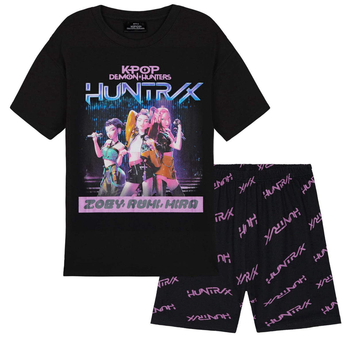 KPop Demon Hunters Officially Licensed 2-Pc Pajamas Set Girls, 5–14 Yrs, Soft PJs Lounge Set T Shirt Shorts, Gifts for G