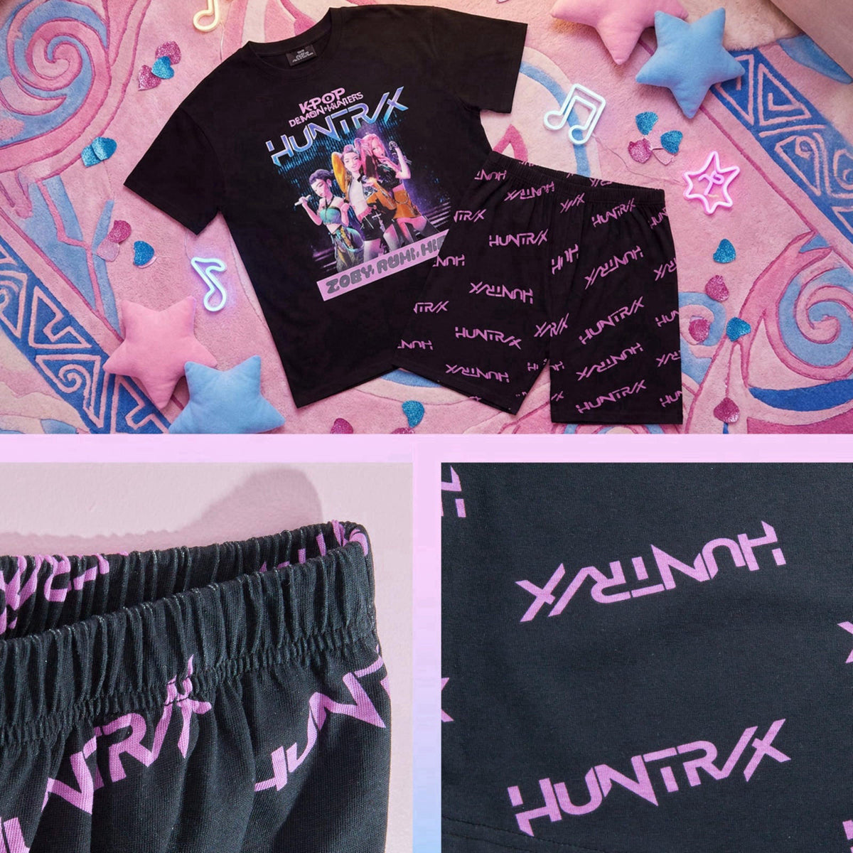 KPop Demon Hunters Officially Licensed 2-Pc Pajamas Set Girls, 5–14 Yrs, Soft PJs Lounge Set T Shirt Shorts, Gifts for G
