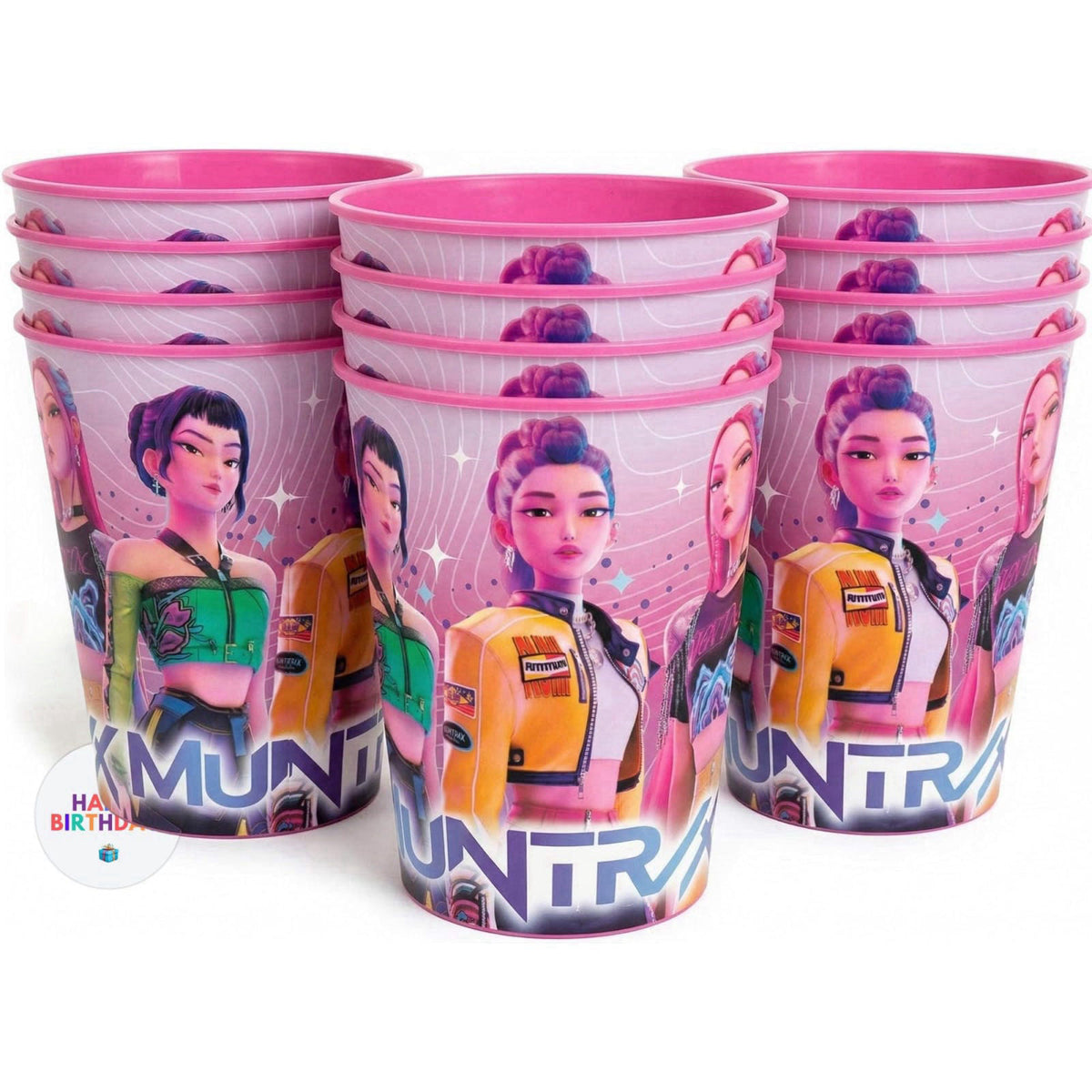 Unique KPop Demon Hunters Cups – 12 Plastic Reusable Party Favor Cups 16 oz – KPop Demon Hunters Birthday Decorations an