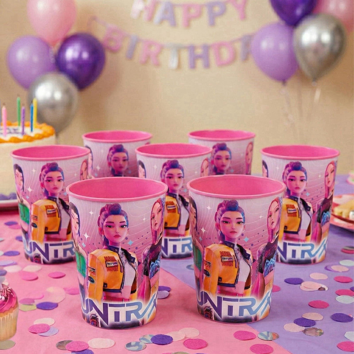 Unique KPop Demon Hunters Cups – 12 Plastic Reusable Party Favor Cups 16 oz – KPop Demon Hunters Birthday Decorations an