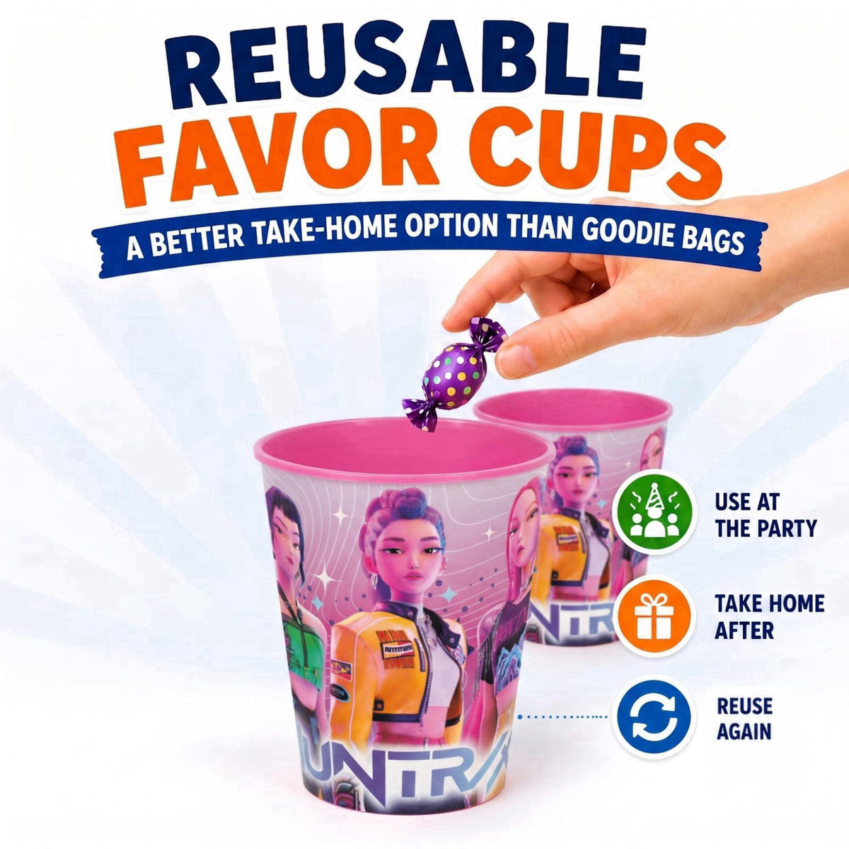 Unique KPop Demon Hunters Cups – 12 Plastic Reusable Party Favor Cups 16 oz – KPop Demon Hunters Birthday Decorations an