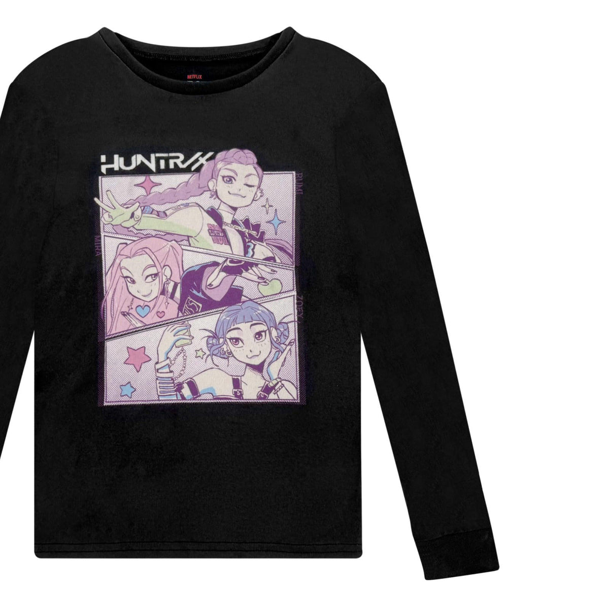Komar Kids KPop Demon Hunters 4 Piece Pajama Set - Girls PJ's Long Sleeve Shirt & Pants Huntrix Design Kids Sleepwear - 