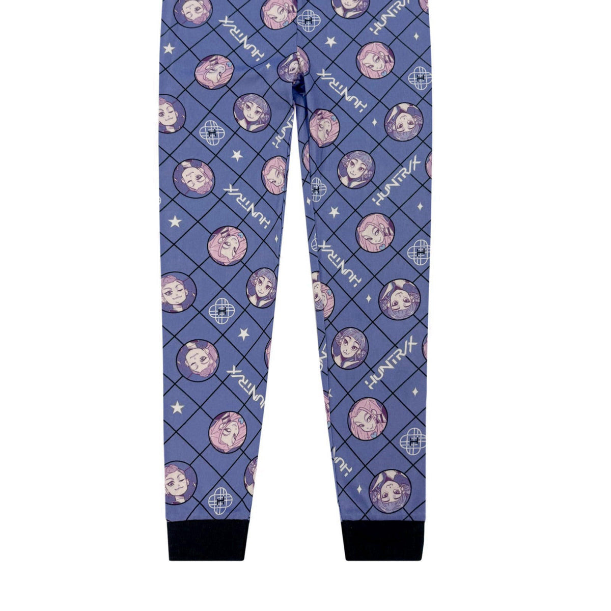 Komar Kids KPop Demon Hunters 4 Piece Pajama Set - Girls PJ's Long Sleeve Shirt & Pants Huntrix Design Kids Sleepwear - 