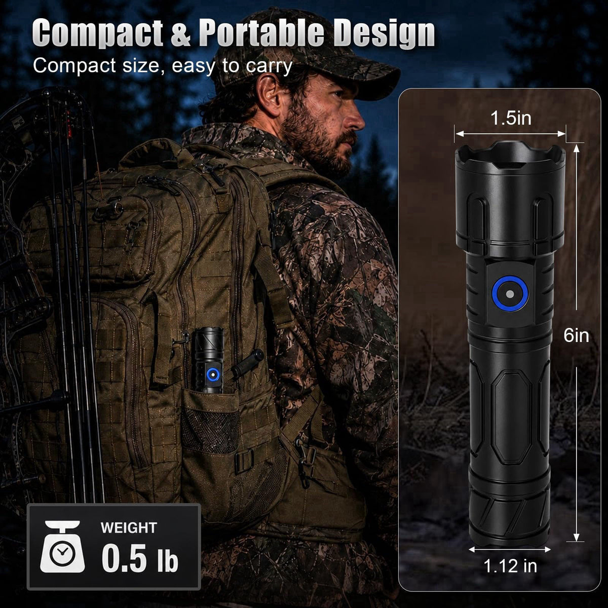 KJX Blood Tracking Light for Hunting, Blood Tracker Flashlight for Deer – alternate angle