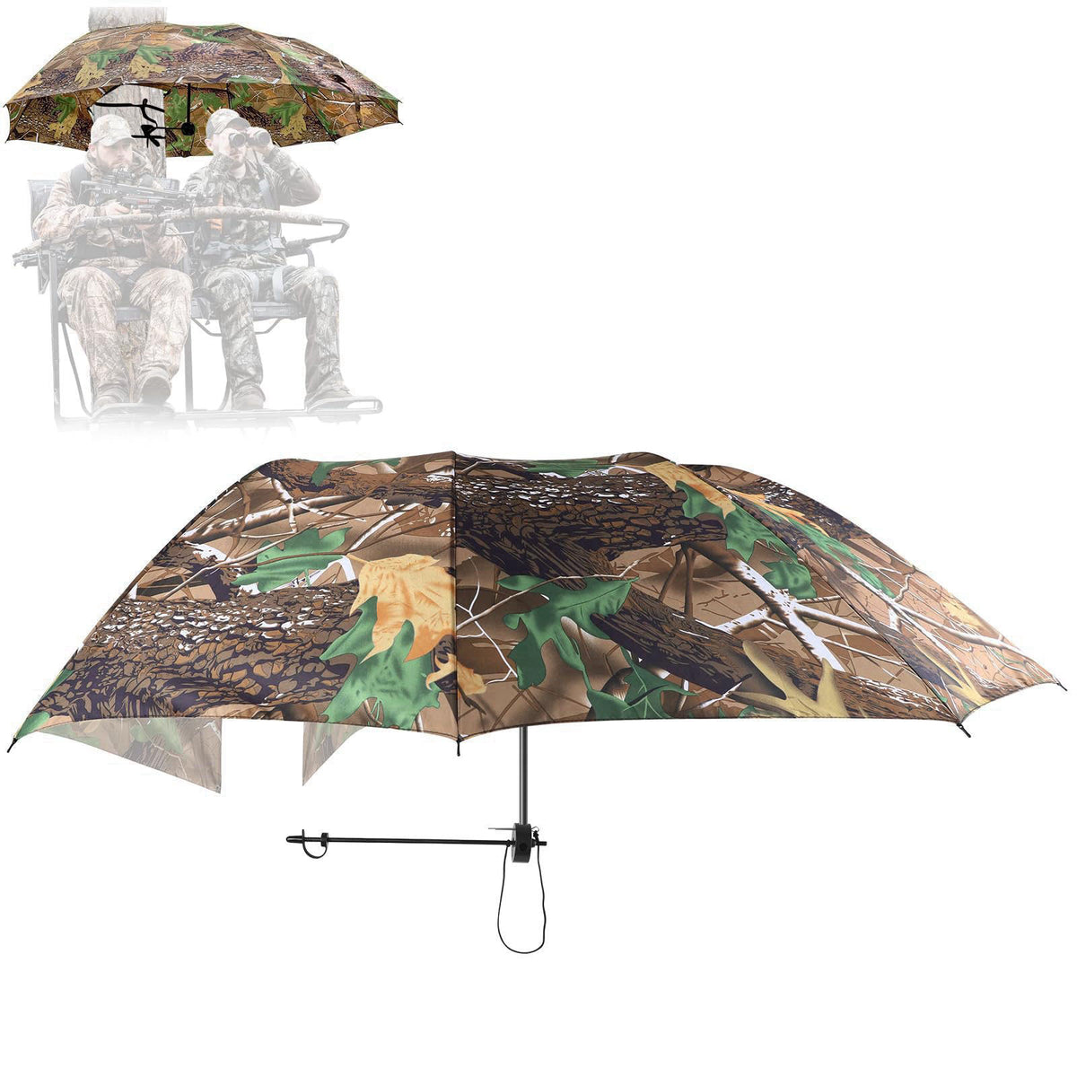ANGAR 58" Wide Tree Stand Umbrella, Portable Weatherproof Hunting Shade, Camo – Camouflage, Stainless Steel