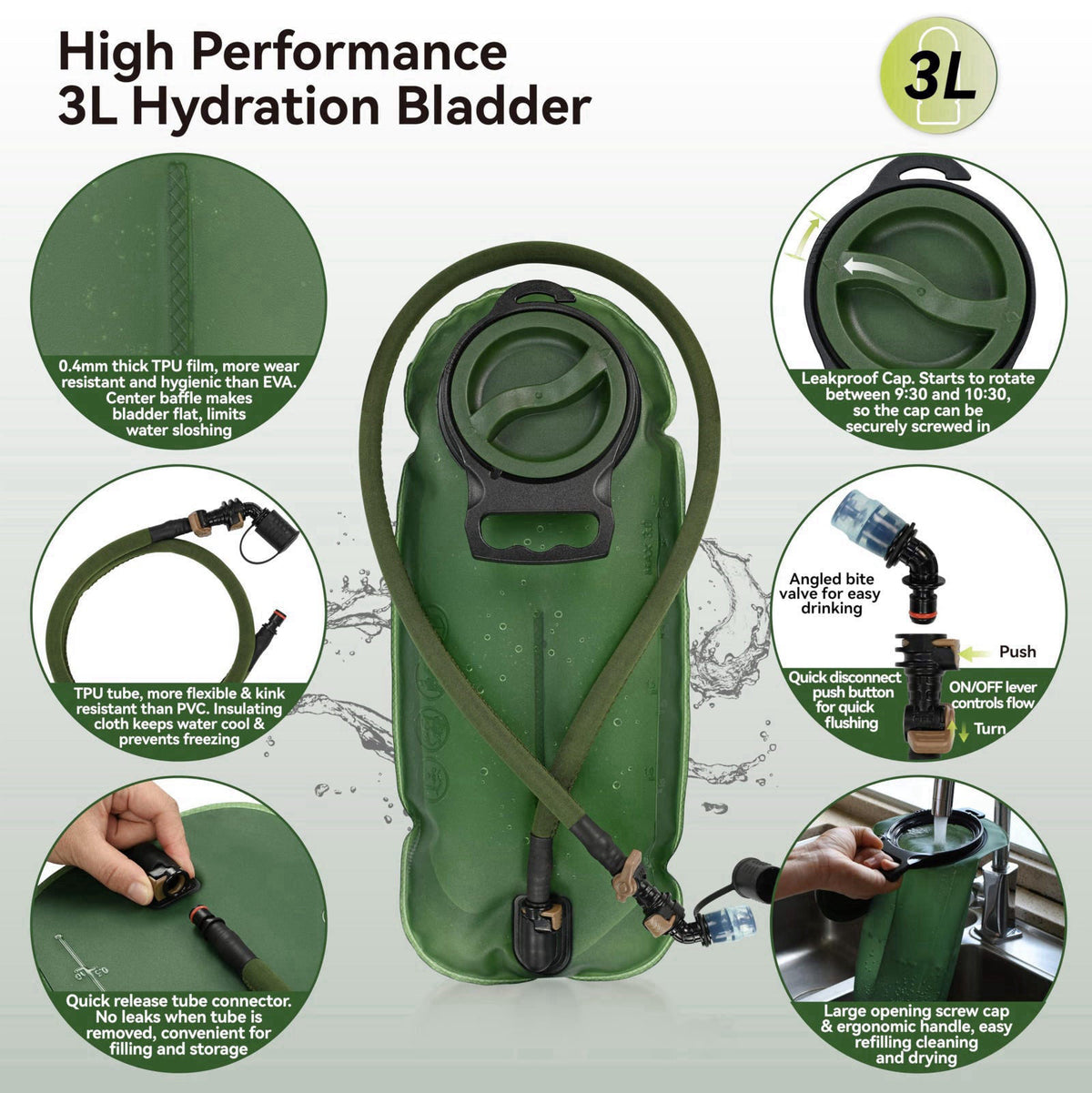 MARCHWAY Tactical Molle Hydration Pack Backpack with 3L TPU Water Bladder – alternate angle