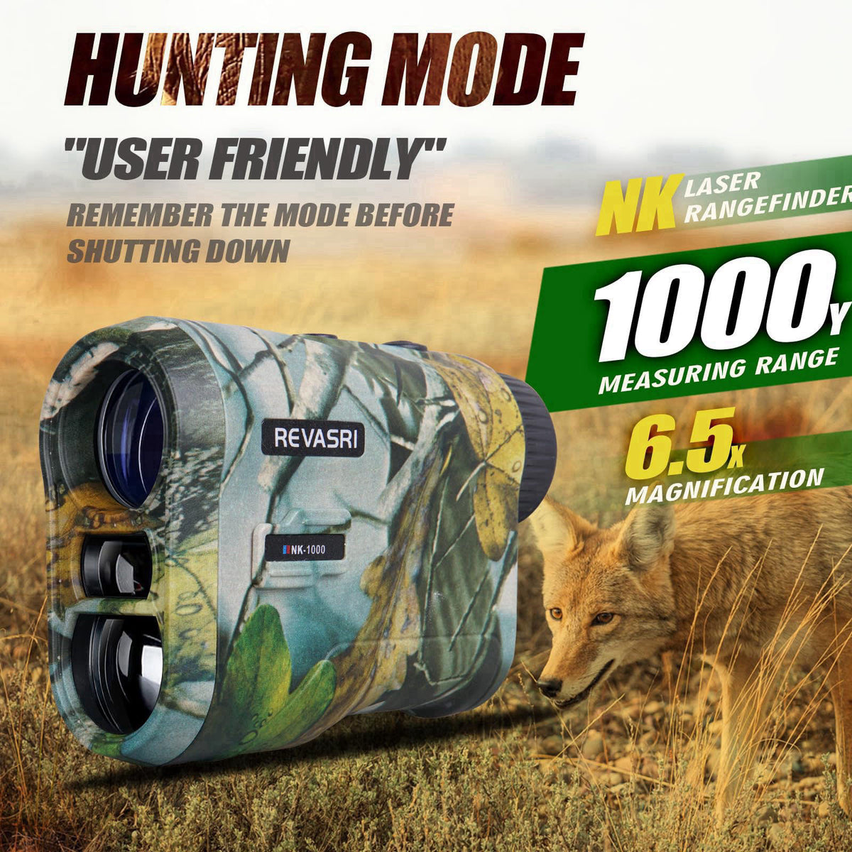 REVASRI Hunting Laser Rangefinder with Rechargeable Battery 1000 Yards Hunting Range Finder with Target Acquisition Tech