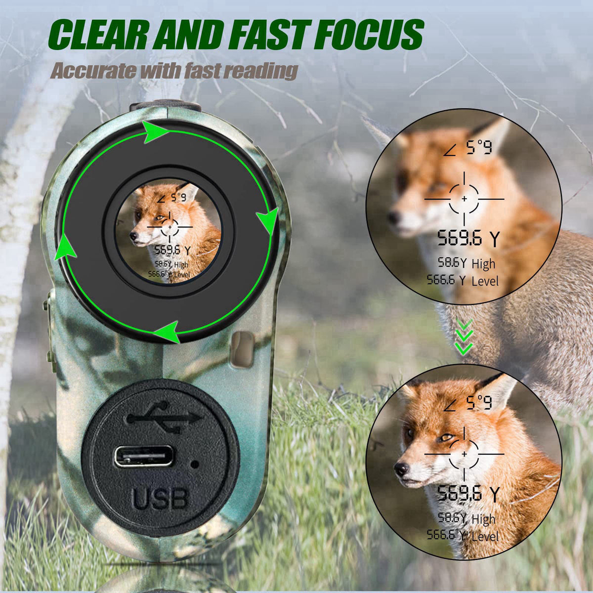 REVASRI Hunting Laser Rangefinder with Rechargeable Battery 1000 Yards Hunting Range Finder with Target Acquisition Tech