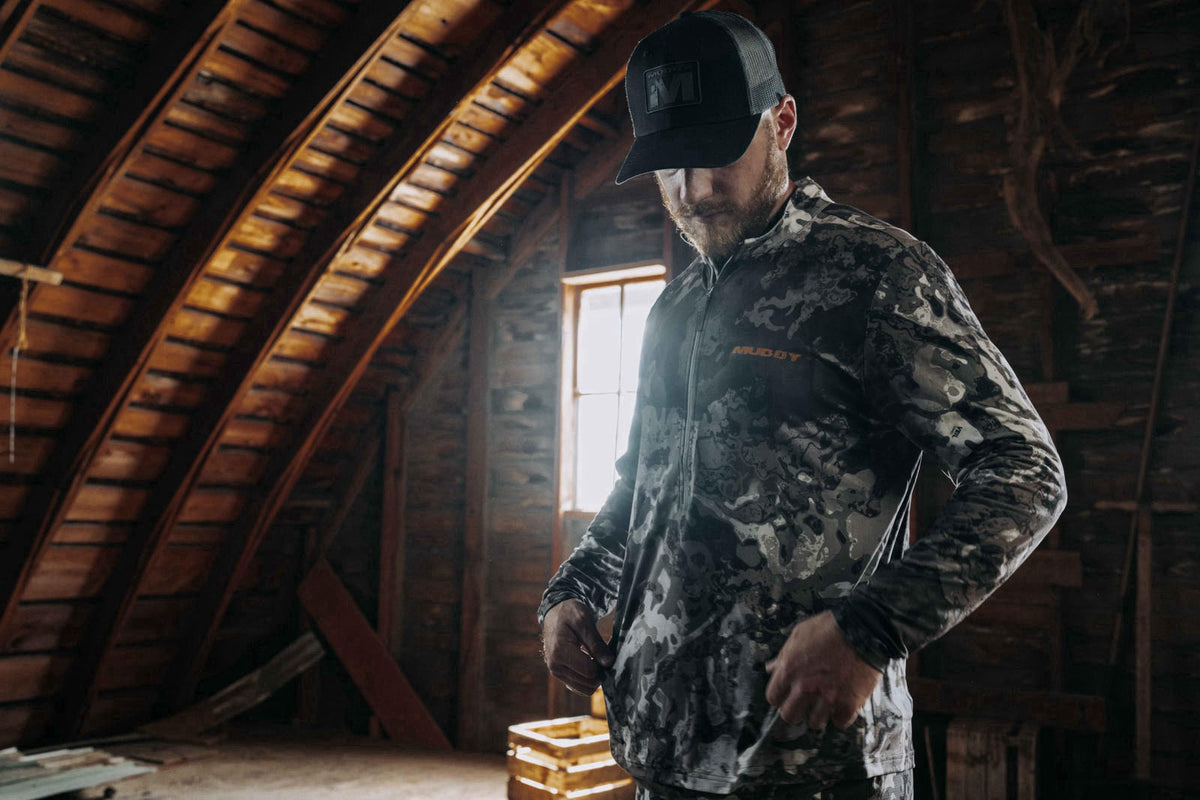 Muddy Men's TRX Lightweight Quarter Zip Shirt – back view and specifications