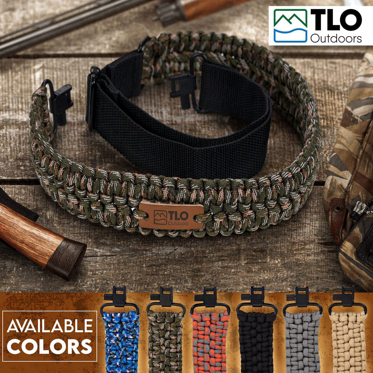 TLO Outdoors Paracord Gun Sling - Tactical 2-Point Rifle Sling, Extra Wide, Adjustable Strap with Swivels for Rifle, Sho