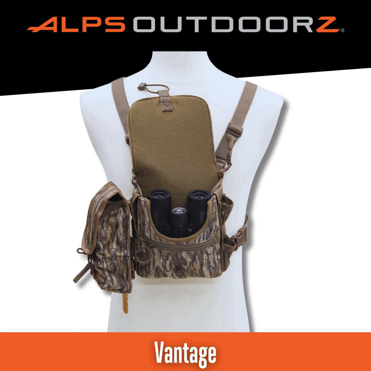 ALPS OutdoorZ Vantage Bino Harness – close-up detail in Mossy Oak Bottomland