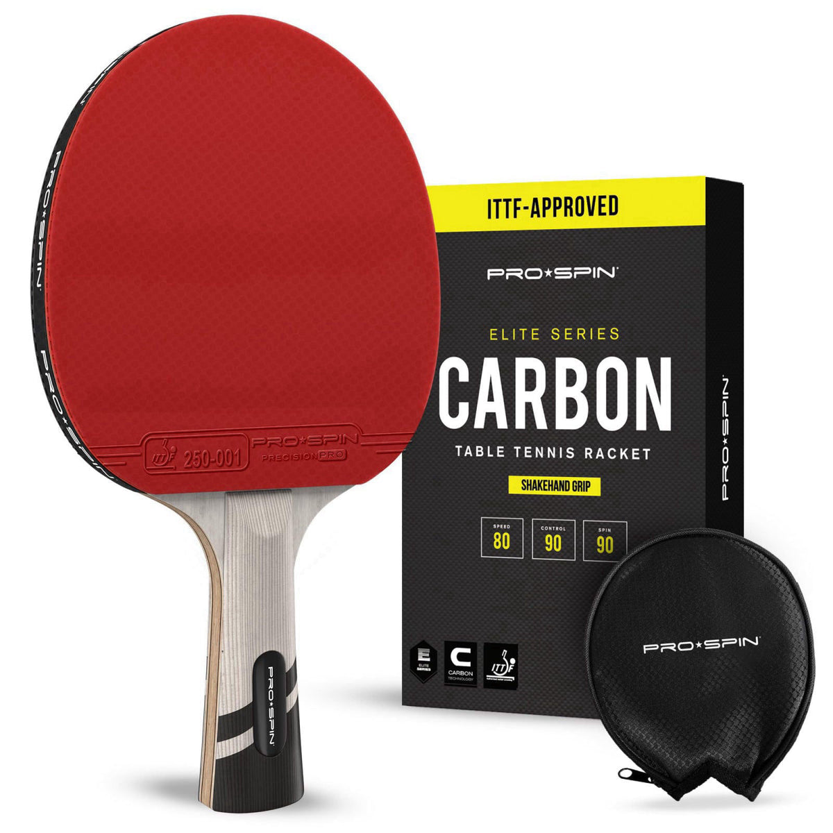 PRO-SPIN Ping Pong Paddles – ITTF Approved Professional Table Tennis Rackets with Carbon Fiber for Superior Control | 7-