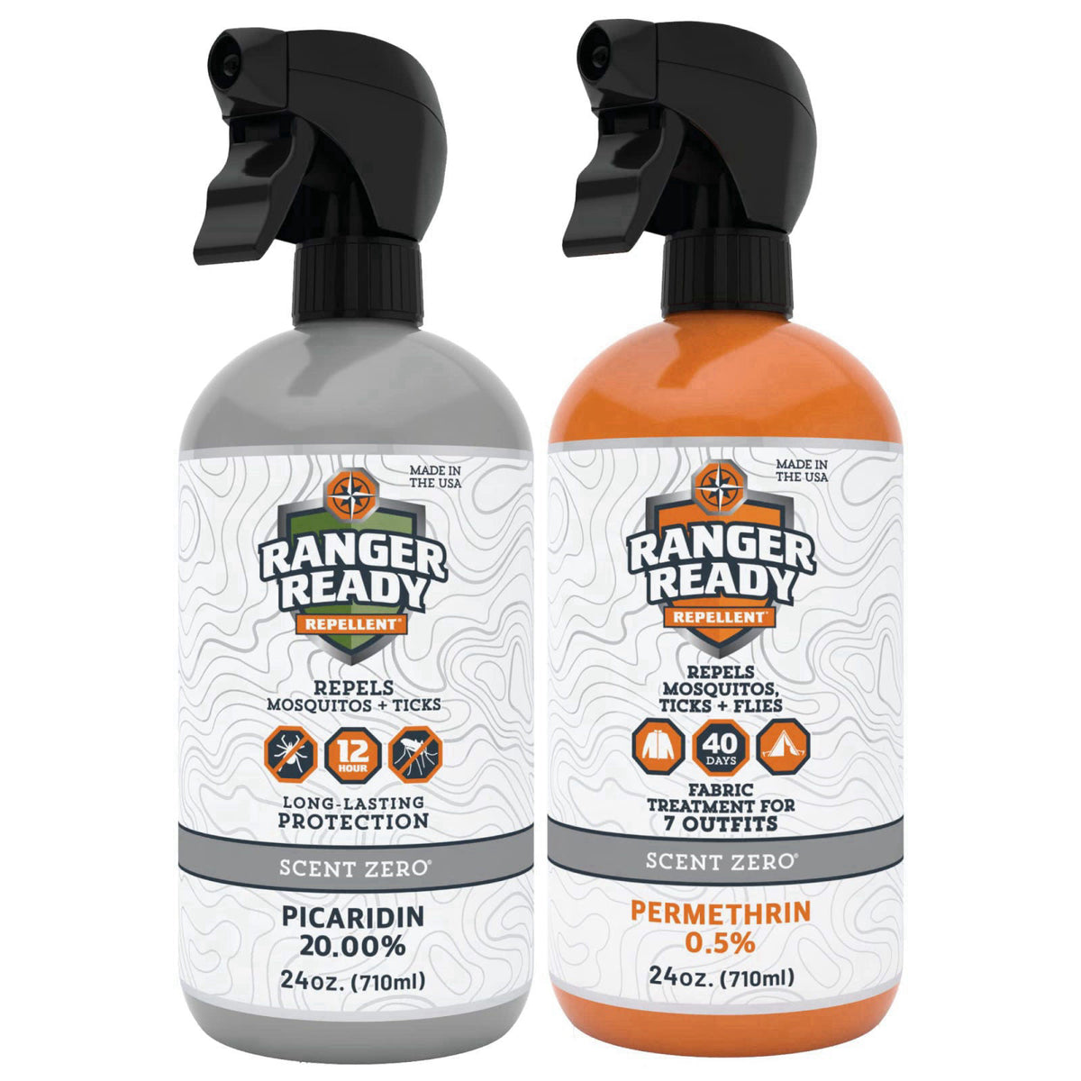 Ranger Ready Repellents Ranger Ready P2Pak Permethrin + Picaridin Insect Repellent, Scent Zero 8 Oz – back view and spec