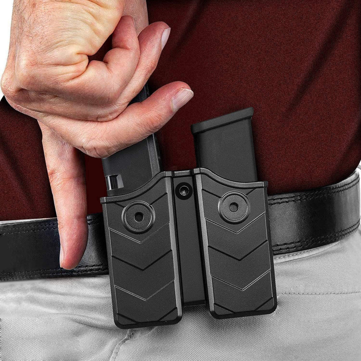 FASTSPOK Universal Double Magazine Holster,Compatible with Popular 9mm/.40 Caliber Pistol Magazines, – alternate angle