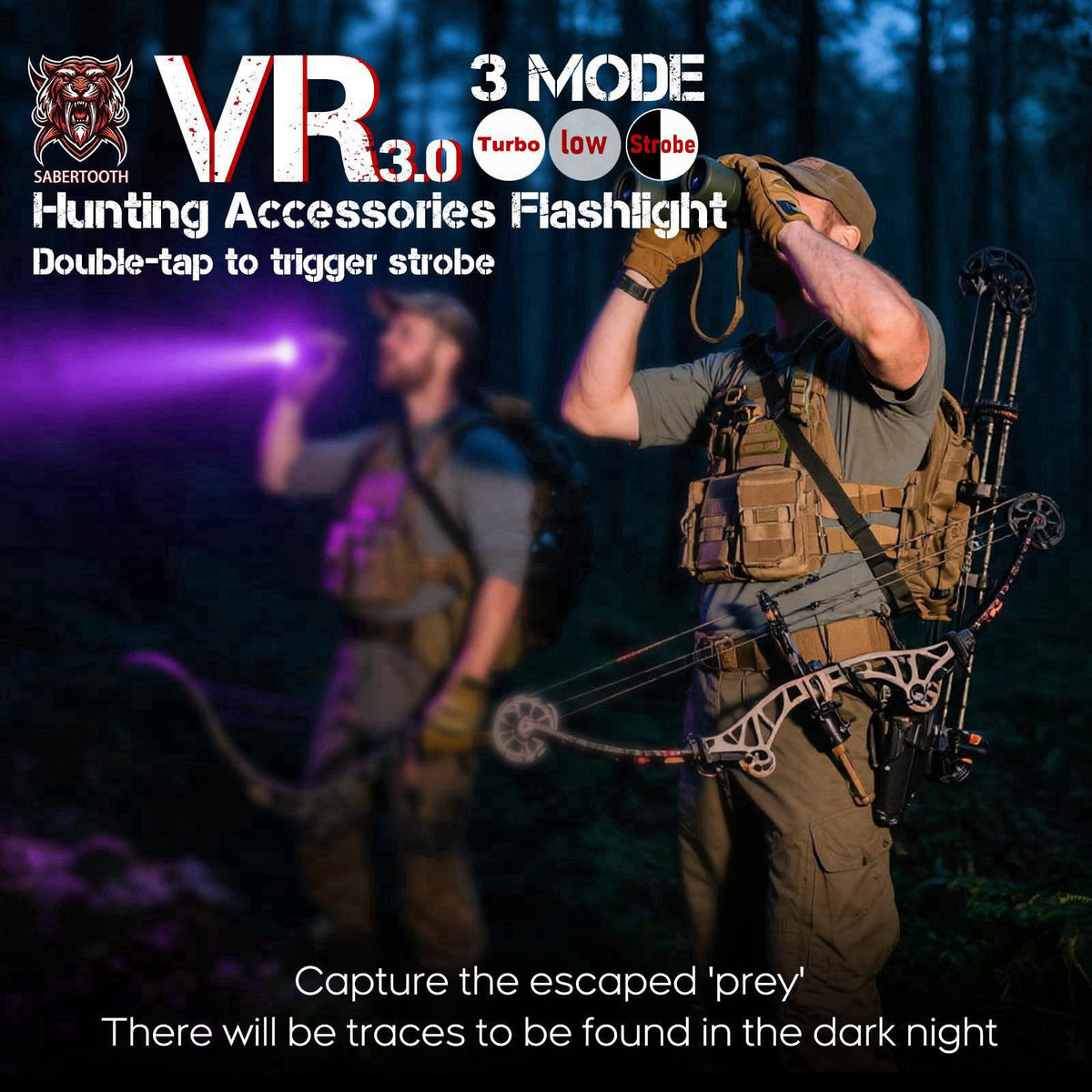 SABERTOOTH Blood Tracker Flashlight for Hunting Deer Hunting Gift,Blood Trail Light-VR – packaging and label
