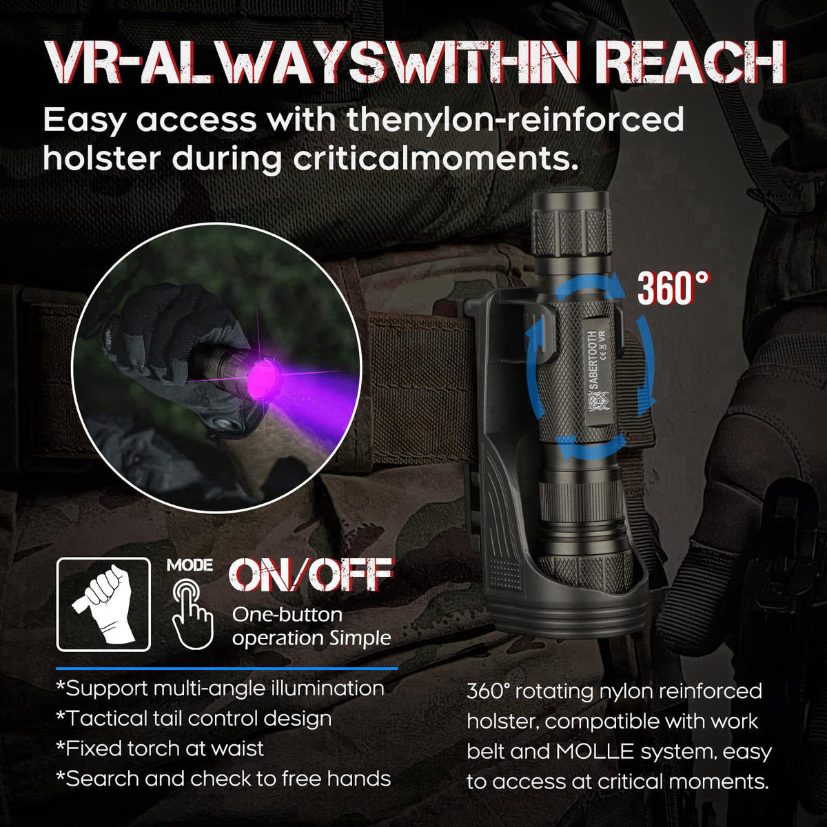 SABERTOOTH Blood Tracker Flashlight for Hunting Deer Hunting Gift,Blood Trail Light-VR – full view