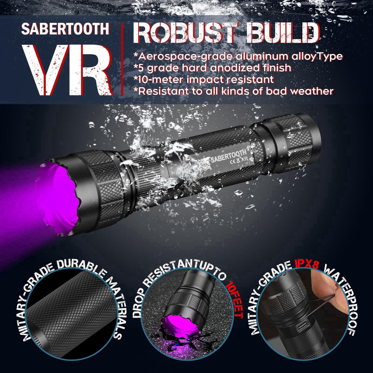 SABERTOOTH Blood Tracker Flashlight for Hunting Deer Hunting Gift,Blood Trail Light-VR – alternate angle