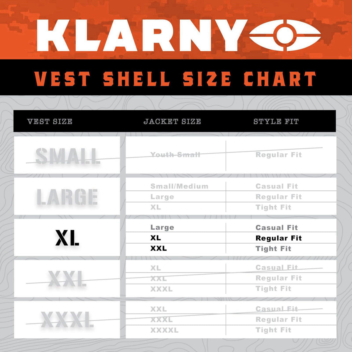 Klarny Outdoors Camo Orange Hunting Vest & Beanie Combo, Hi-Vis Waterproof Safety Gear, XL – back view and specification