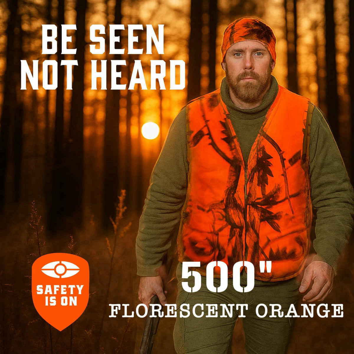 Klarny Outdoors Camo Orange Hunting Vest & Beanie Combo, Hi-Vis Waterproof Safety Gear, XL – alternate angle