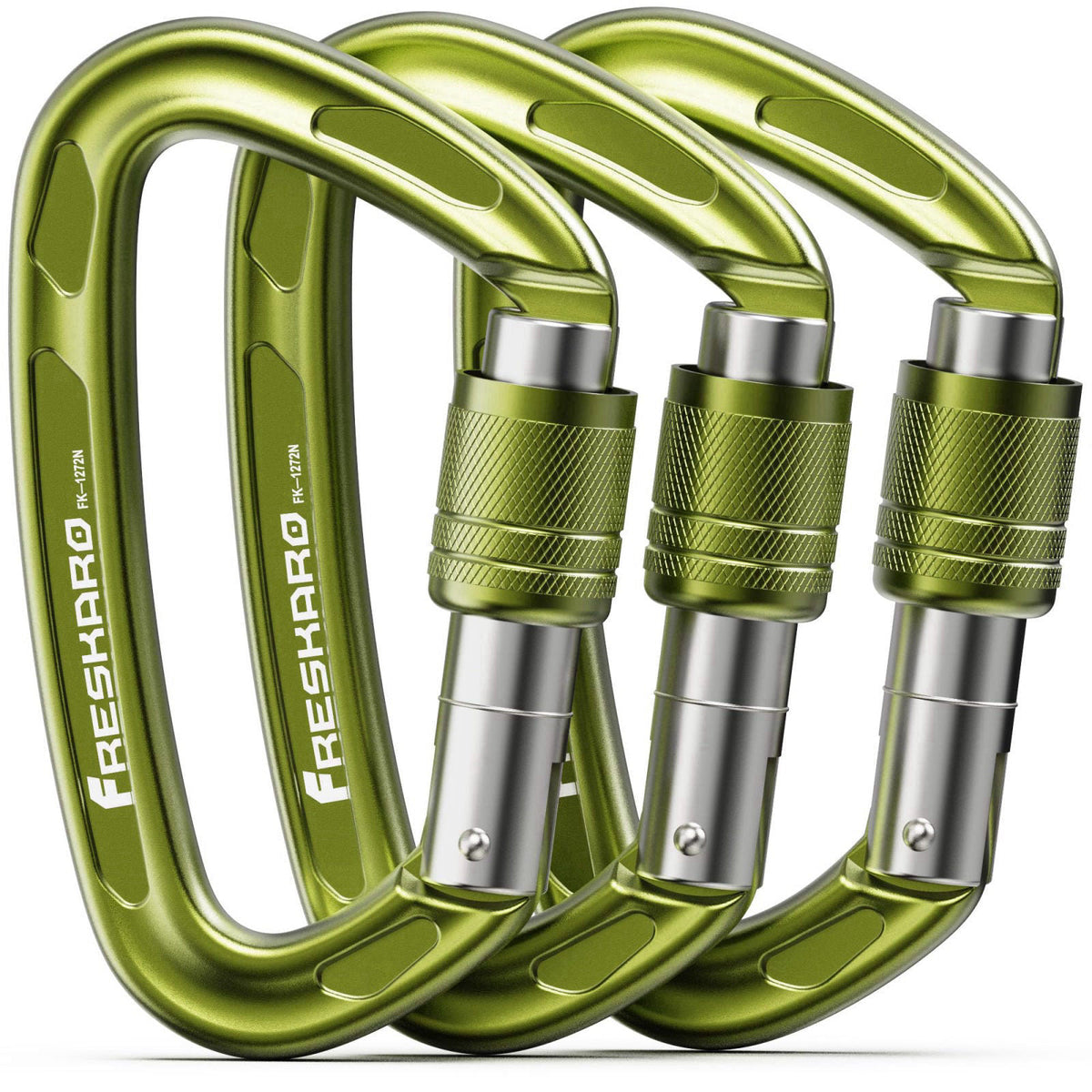 FresKaro 4inches 25kN-5621lbs Climbing Carabiners, UIAA CE Certified, Screw Lock, 7075 Aluminium, Lightweight, Rust Proo