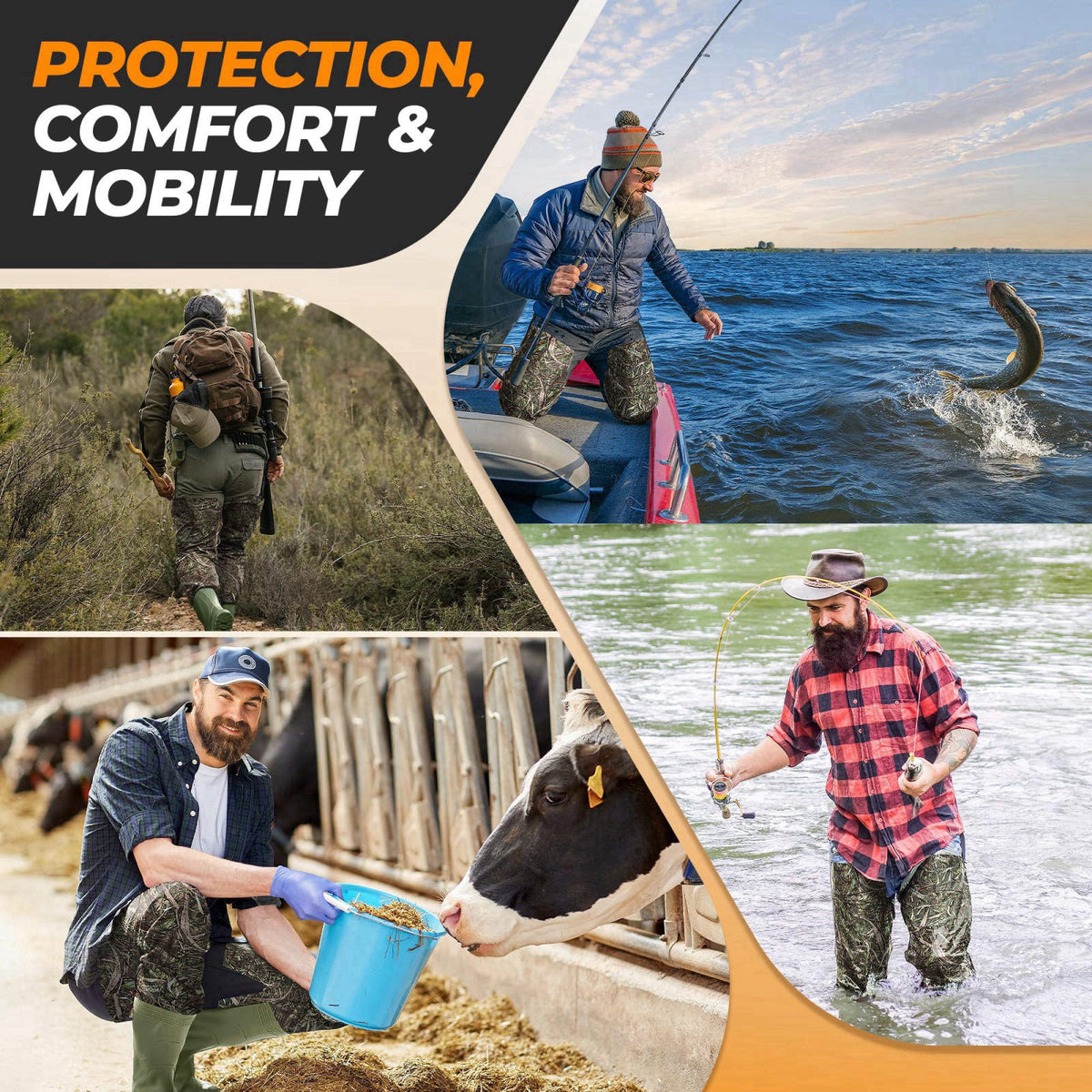 Foxelli Hip Waders – Waterproof Camo Waders for Men & Women with Boots, Lightweight Wading Hip Boots for Fishing & Hunti