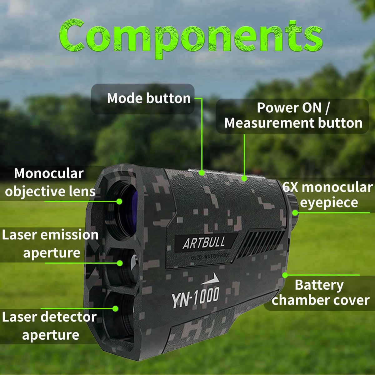 SG SURGOAL Hunting Laser Rangefinder 6X HD LCD Display Gifts for Hunters – full view