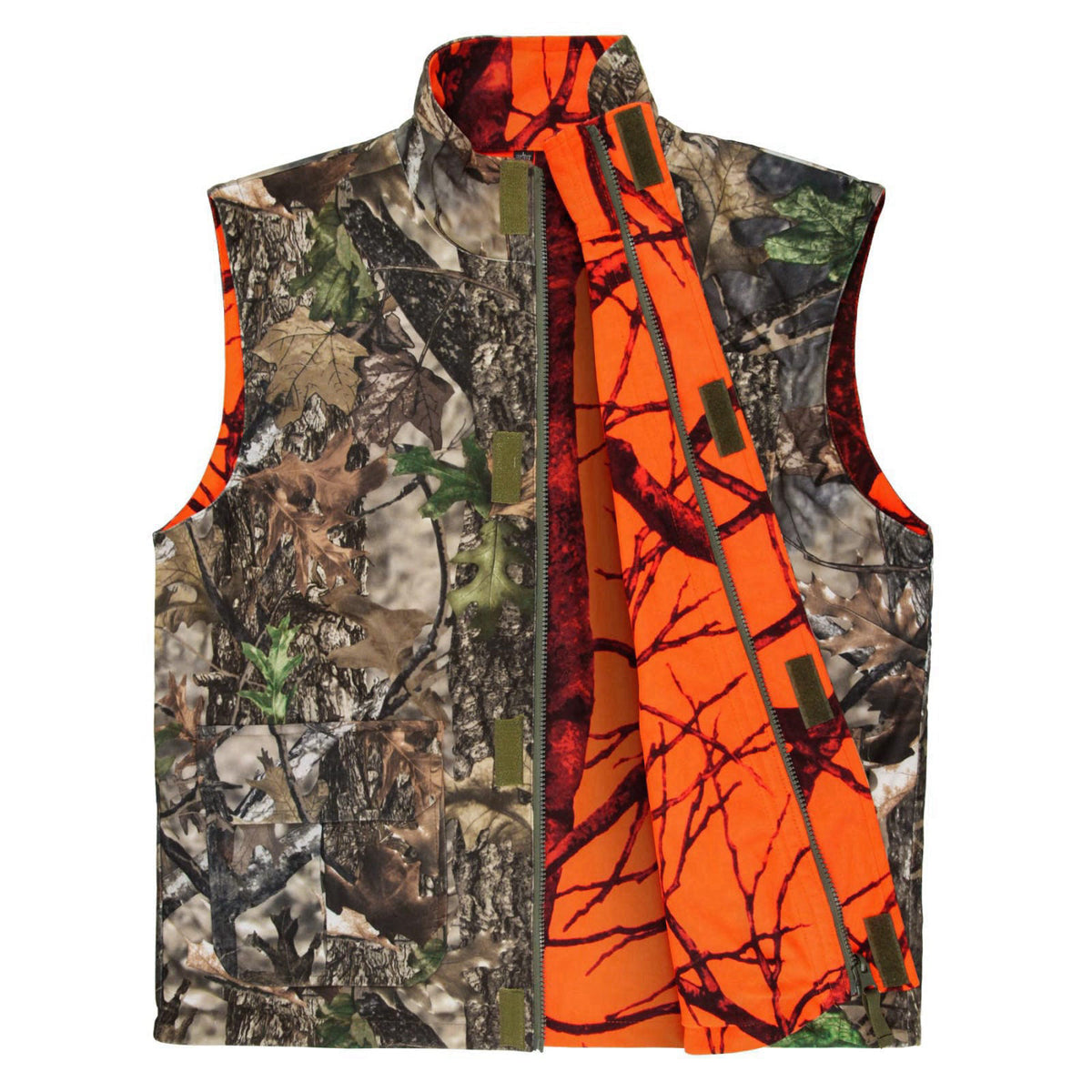GUGULUZA Reversible Camo & Orange Hunting Vest, Big Game Vest Jacket, M-4XL – Polyester, Chest (in) Length (in)