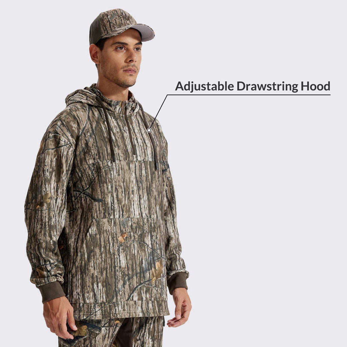 LOOGU Hunting Hoodies for Men Fleece Lining Performance Insulation Pullover Camo Hoodie – full view, size Chest (in) Sle
