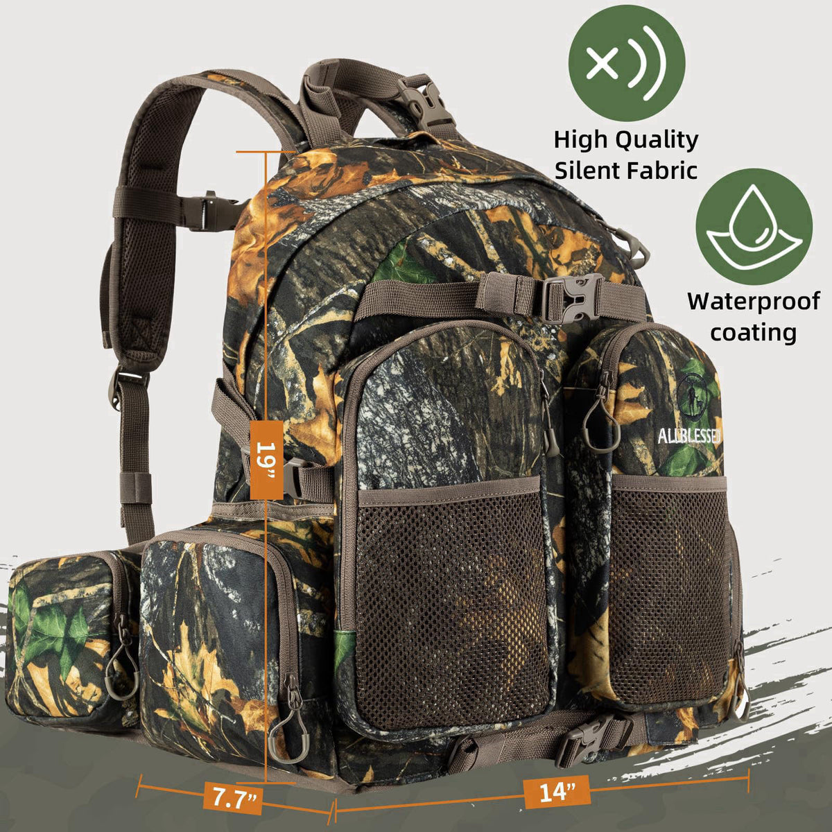 ALLBLESSED Hunting Backpack for Men Hunting Gear Day Pack for Rifle Bow – packaging and label
