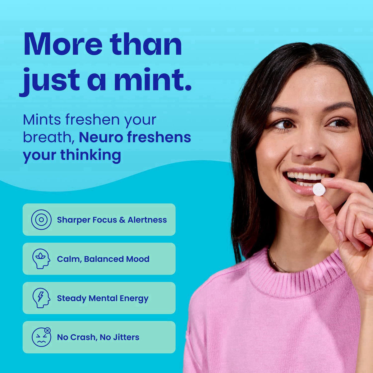 Neuro Energy & Focus Mints, Peppermint, 90 Count – packaging and label