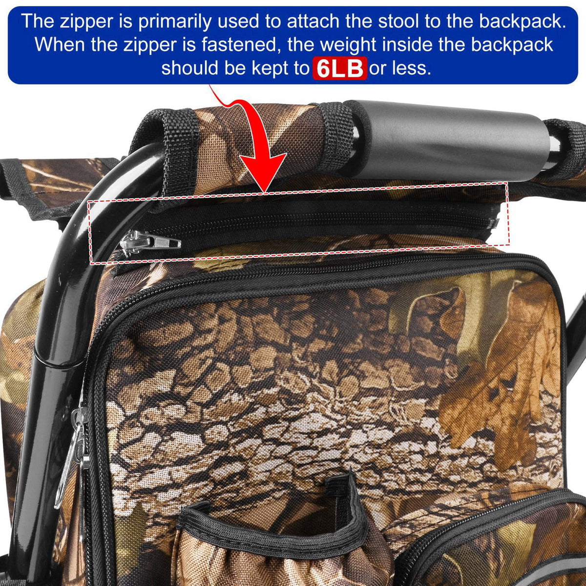Kikerike Backpack Stool Cooler Chair Heavy Duty 200 LBS Max Load Portable Lightweight Stool Backpack Folding Fishing Coo