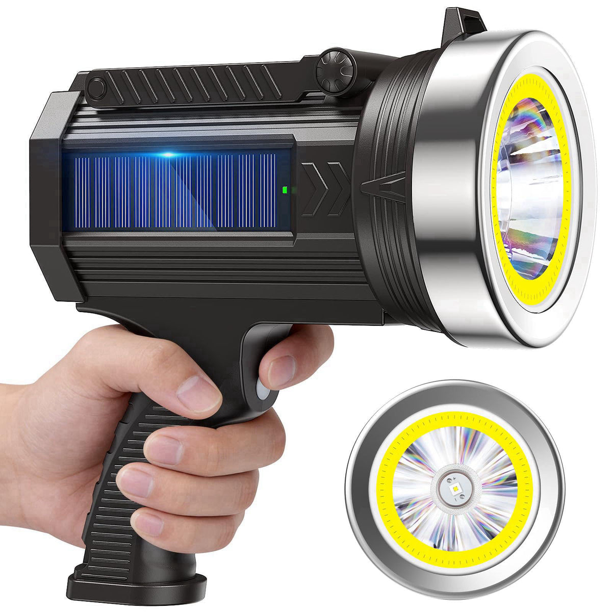 YIERBLUE Solar Power&Rechargeable Spotlight Floodlight Combo 2200,000 Lumen