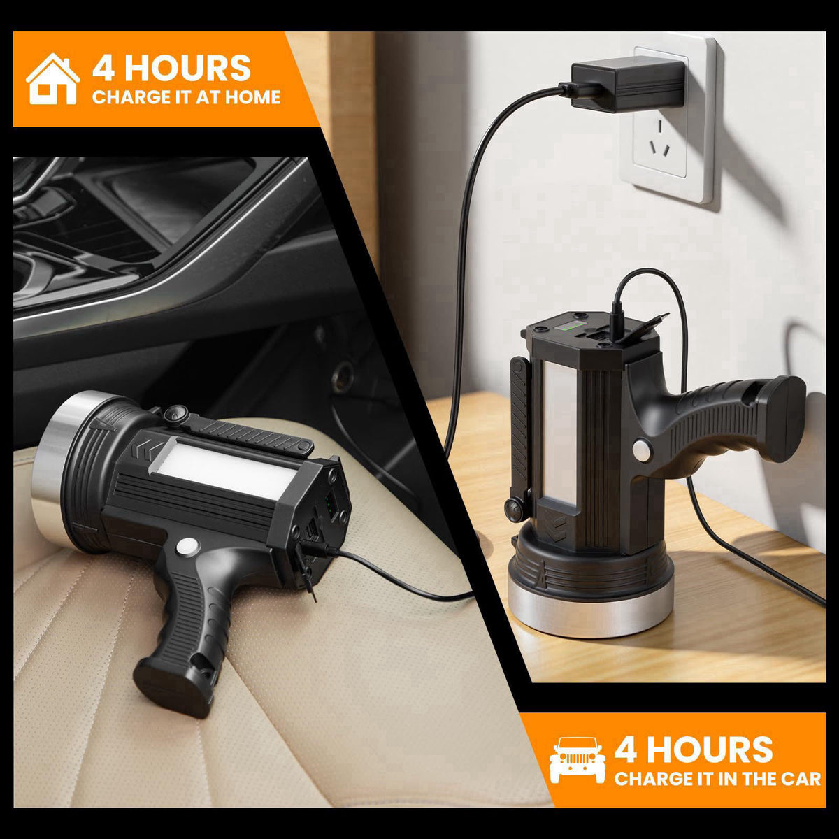 YIERBLUE Solar Power&Rechargeable Spotlight Floodlight Combo 2200,000 Lumen – alternate angle