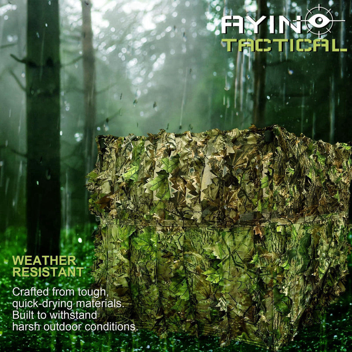 AYIN Hunting Blind for Turkey – 3D Leafy Ground Blind for Deer Hunting | Lightweight Portable 1–2 Person Stalking Blind 