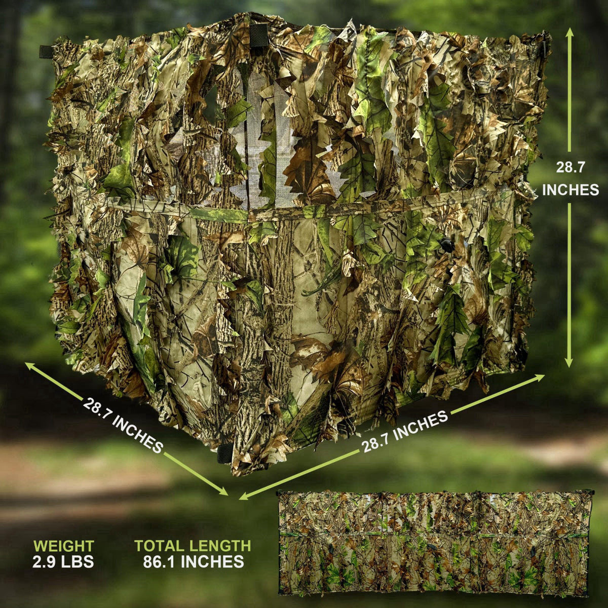 AYIN Hunting Blind for Turkey – 3D Leafy Ground Blind for Deer Hunting | Lightweight Portable 1–2 Person Stalking Blind 