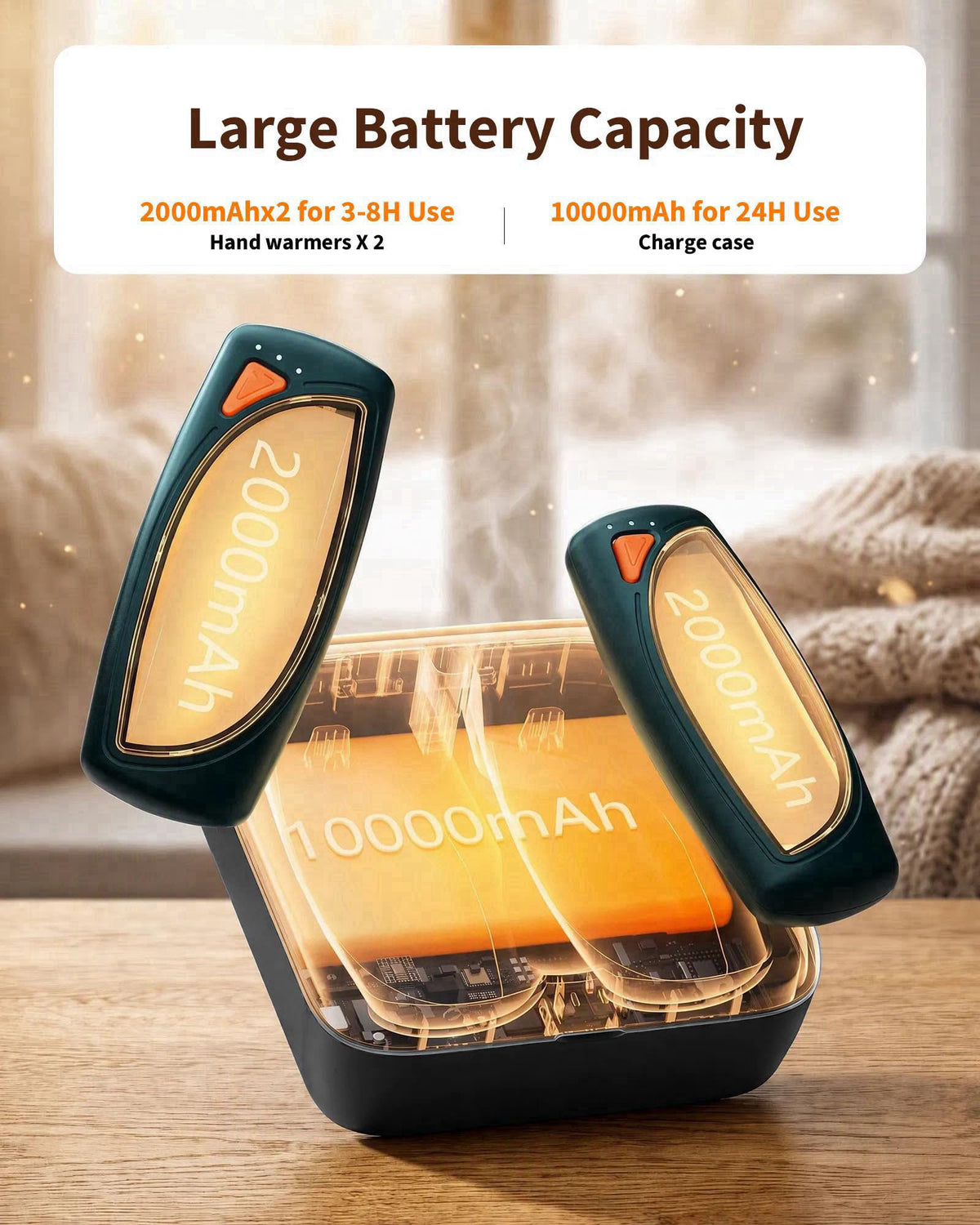 COTOP Rechargeable Hand Warmers 2 Pack,24H Ultra-Long Battery with Charging Case – close-up detail