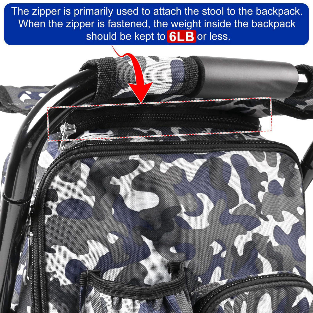 Kikerike Backpack Stool Cooler Chair Heavy Duty 200 LBS Max Load Portable Lightweight Stool Backpack Folding Fishing Coo