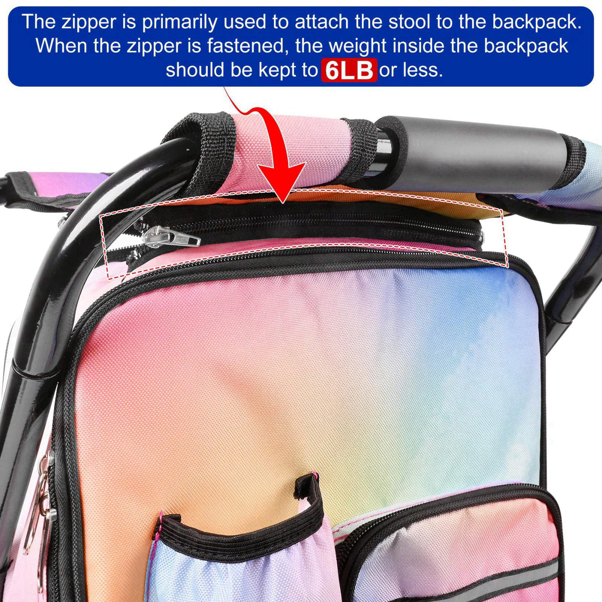 Kikerike Backpack Stool Cooler Chair Heavy Duty 200 LBS Max Load Portable Lightweight Stool Backpack Folding Fishing Coo
