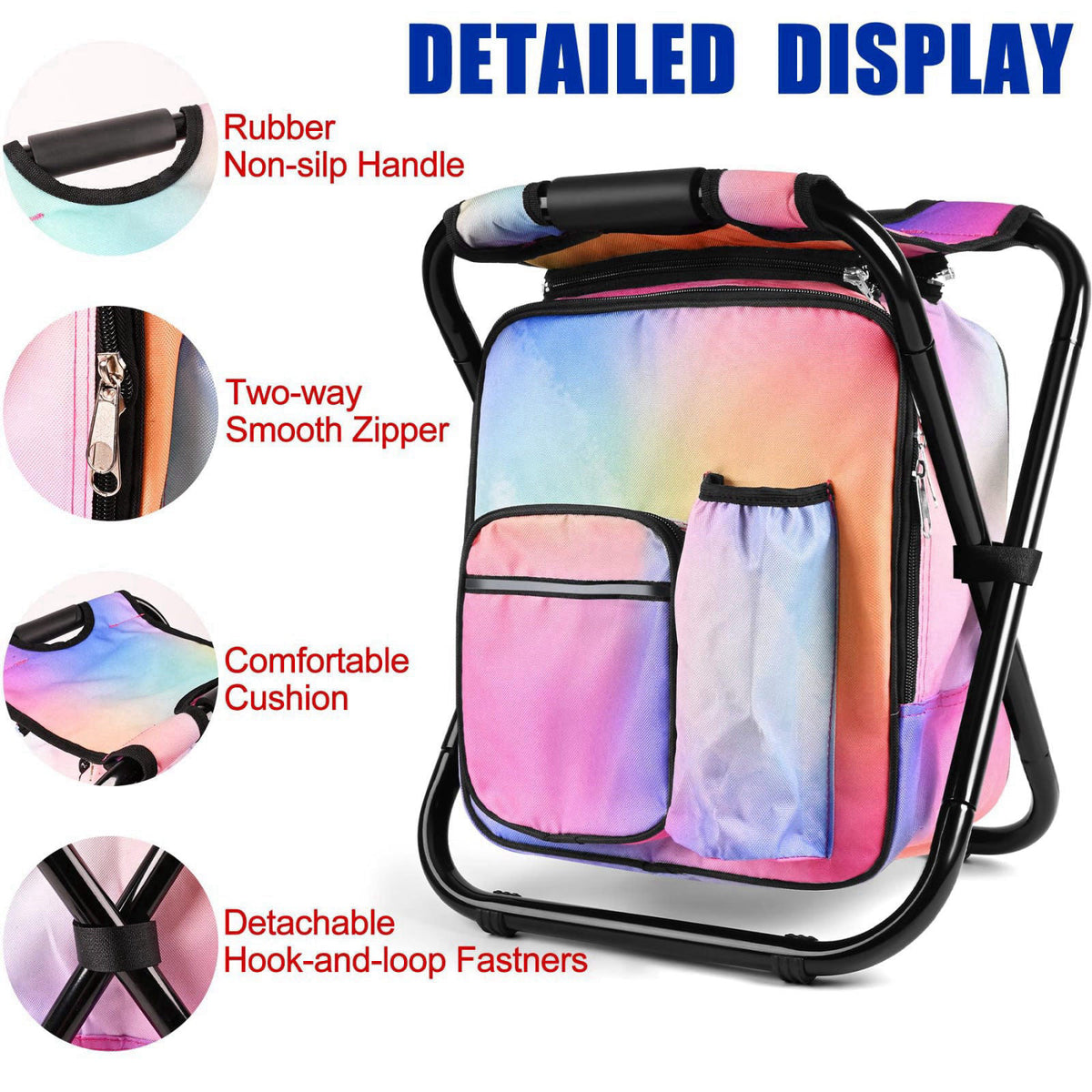 Kikerike Backpack Stool Cooler Chair Heavy Duty 200 LBS Max Load Portable Lightweight Stool Backpack Folding Fishing Coo