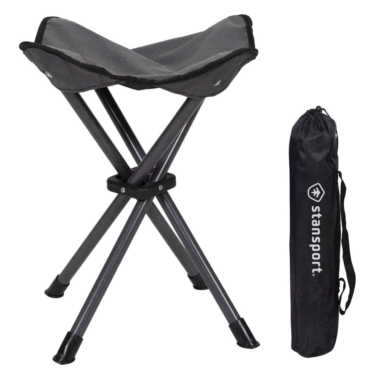 Stansport Apex Fold-Up Stool (G-140) - Black/Grey, Portable and Lightweight Stool for Camping, Fishing, Hiking, Backpack