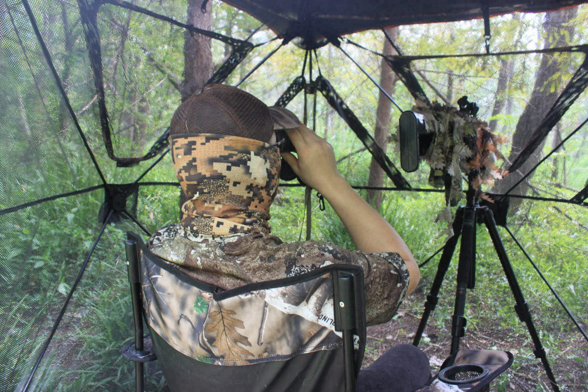 AUSCAMOTEK One Way See-Through Camouflage Netting for Hunting Blinds & Tree Stands – Lightweight, Quiet & Durable Mesh C