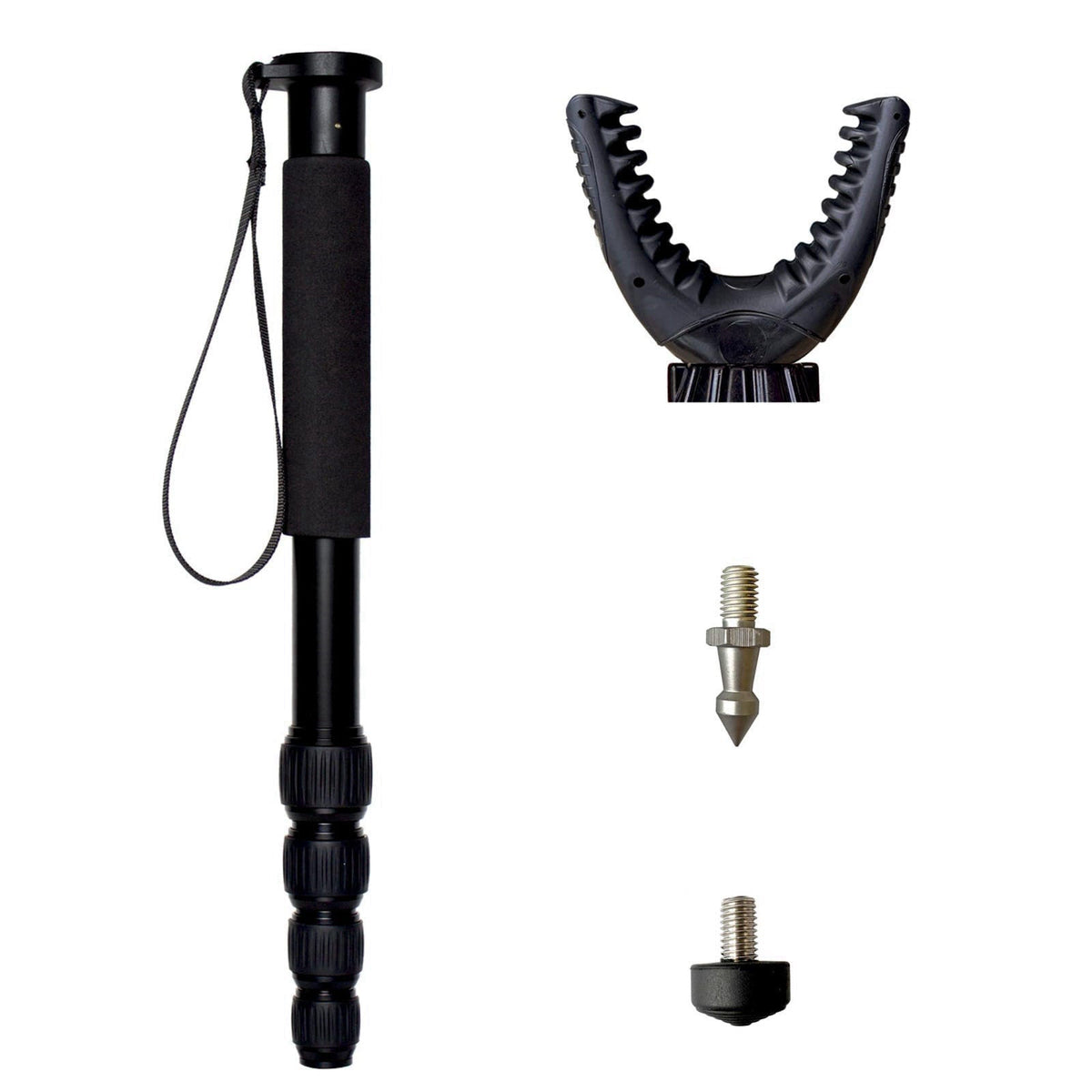 AUSCAMOTEK Rifle Shooting Stick Aluminum Gun Monopod Resting Callapable 22-66 inches with Removable Stock Yoke – close-u