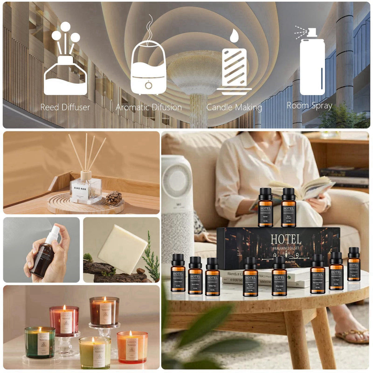SYOEIO Hotel Collection Diffuser Essential Oil Gift Set,Hotel Scents for Home,Stress Relief Air Freshening,My Way,The Be