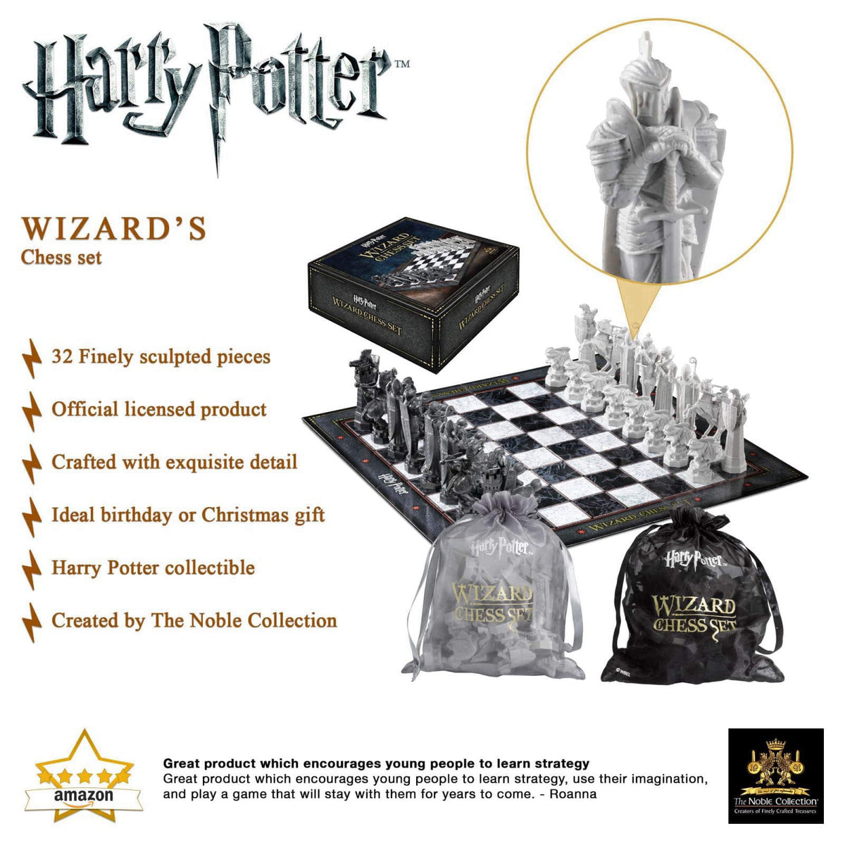 The Noble Collection Harry Potter Wizard Chess Set – packaging and label