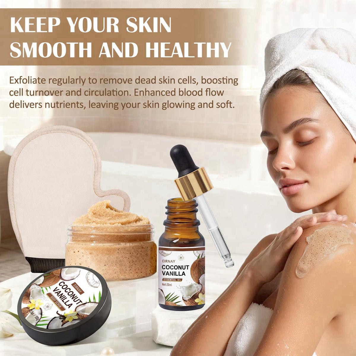 EIRNAY Gifts For Women - 16 PCS Birthday Gift Basket for Women Set of Coconut Vanilla Self Pampering Set, Includes Luxur