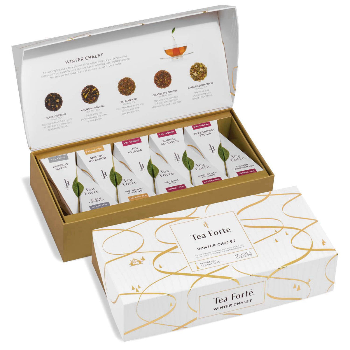 Tea Forte Tea Sampler, 10 Pyramid Infuser Bags, Premium Tea Gift Set – product photo (Tea Samplers)