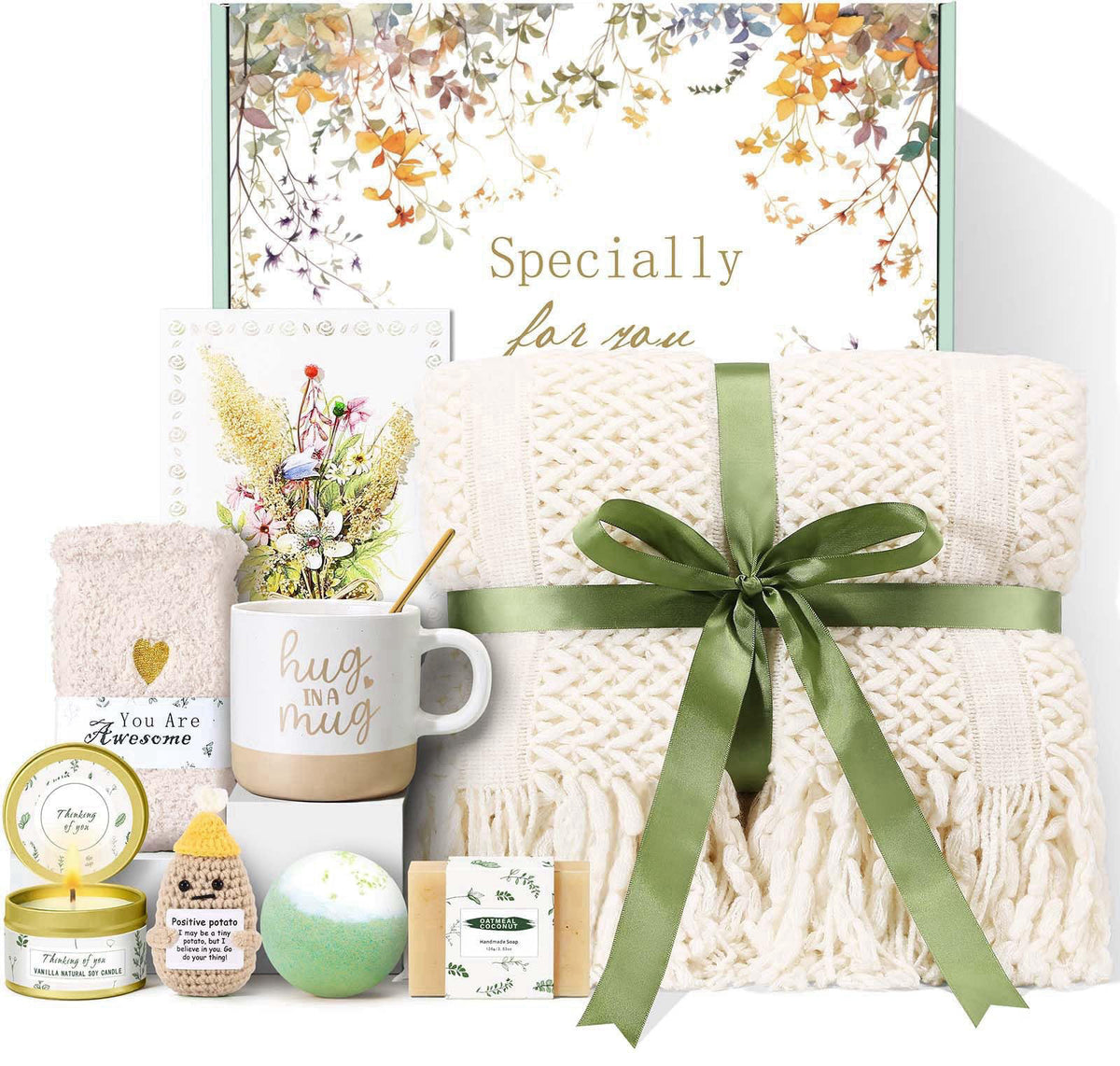 Kalokey Birthday Gifts for Women Self Care Spa Gift Baskets for Women, Get Well Soon Gift Baskets Thinking of You Relaxa